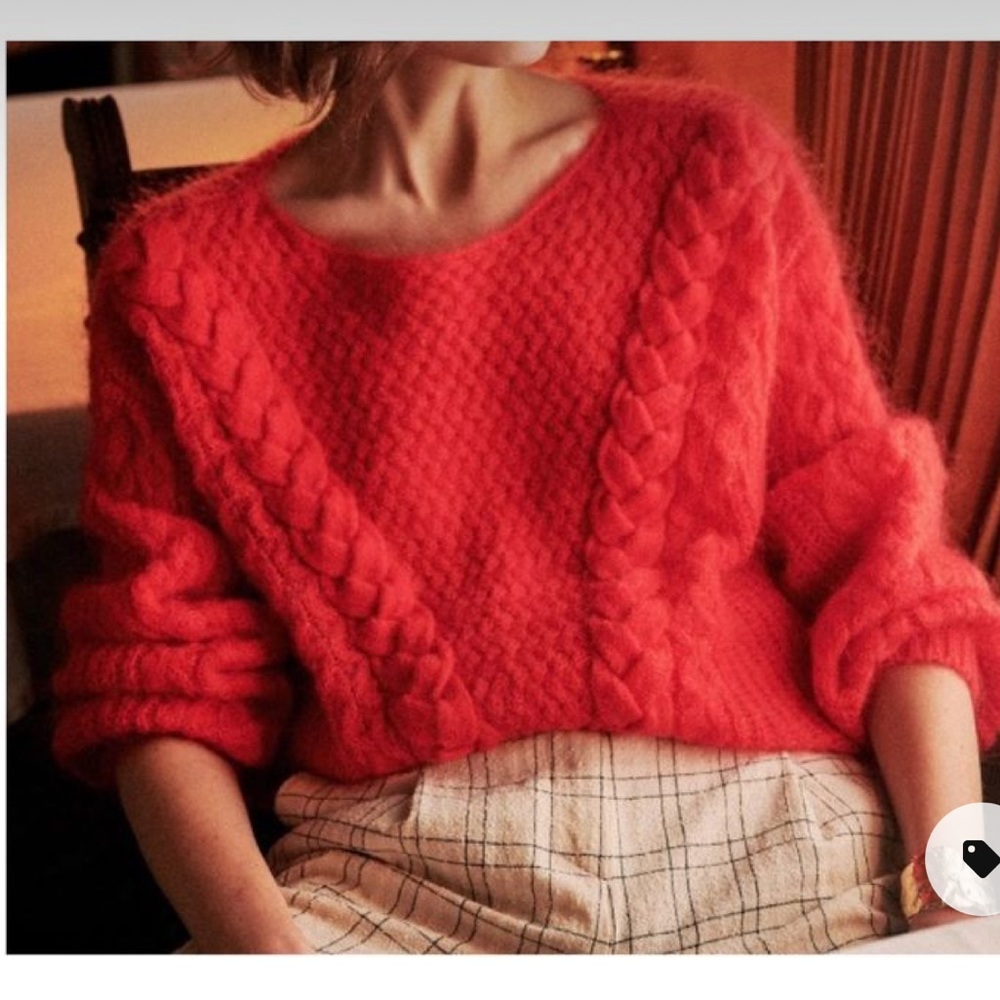 Red sezane braided jumper/sweater size XS